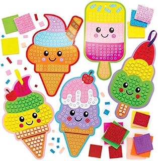 Baker Ross FE393 Ice Cream Mosaic Kits - Pack of 5, Mosaic Tiles Arts and Crafts, Mosaic Kits for Children, Creative Activities for Kids