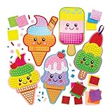 Incluido en el paquete: Estos kits de mosaicos incluyen 5 diseños variados de helados, mosaicos artesanales y cinta para colgar. Cada imagen mide 19.5 cm (7.6 cm). No requiere pegamento. Instrucciones incluidas.