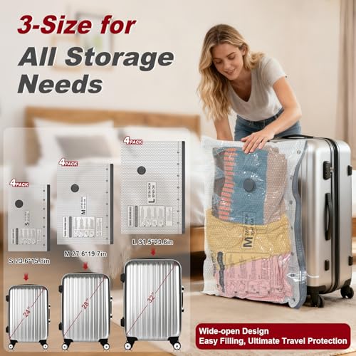 Vacuum Storage Bags with Portable Electric Pump,Space Saver Sealer Bags, Airtight Compression Bags for Clothes, Pillows, Comforters, Blankets, Bedding (12 Pack) by Teilybao - Used condition - Image 7