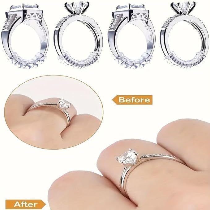 12 Pack Ring Sizers Invisible Ring Sizer Adjuster for Loose Rings Ring Guard and Spacer for Men and Women Jewelry Ring Size Adapter Reducer Resizer, Ring Guards,Spiral Silicone Tightener Set