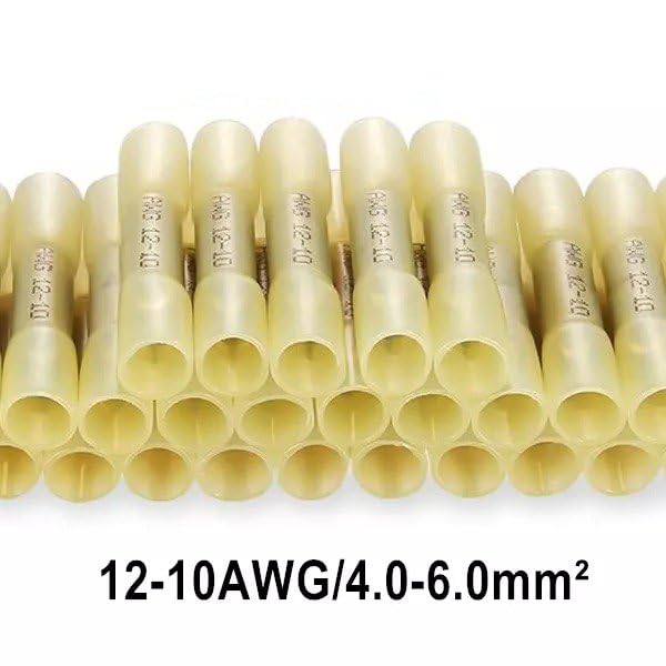 100 Pcs of Insulated Heat Shrink Splice Butt Wire Connector Crimp Terminals Yellow