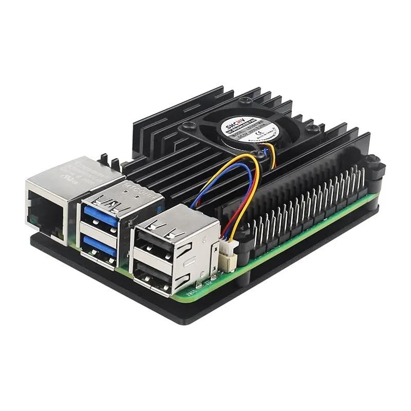 REES52 Raspberry Pi 5 Aluminum Alloy Shell Passive and Active Cooler Protective Box Metal Case with PWM Cooling Fan for Rapi 5-image-24