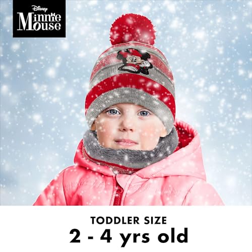 Gorro, bufanda y guantes Minnie Mouse para abrigar bien a niñas pequeñas de 2 a 4 años 5
