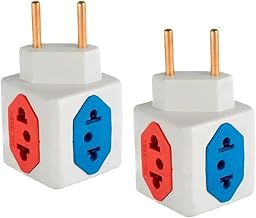 KIT Com 2 Adaptadores Benjamim Cubo 3D Com 3 Entradas de Tomada 10 Amperes E 1 Entrada de Tomada 20 Amperes CORES SORTIDAS Plug Padrão Novo 3 Pinos Resistente PREMIUM ONYK