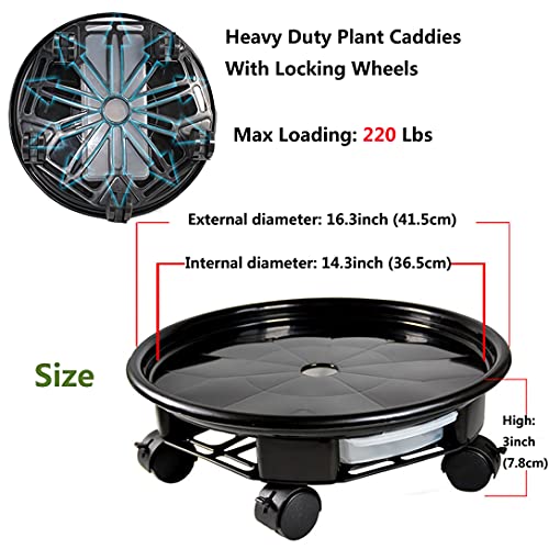 Diumiss Cultura O1PS PLANT-7 BLACK Mlykya 16.3 Inch Black Plant Caddy Plant Stand On Wheels Round Planter Tray Patio Gardens Flower Pot Mover thumb #6