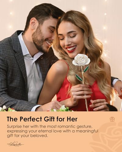 Image of 24K Gold Dipped Real Rose, Preserved Gift for Her, Ivory White
