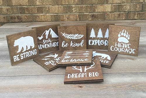 Derles wood B1G1 free mini signs mini shelf sitter sign adventure decor seek adventure be brave arrows mountains be kind decor adventure nursery sign