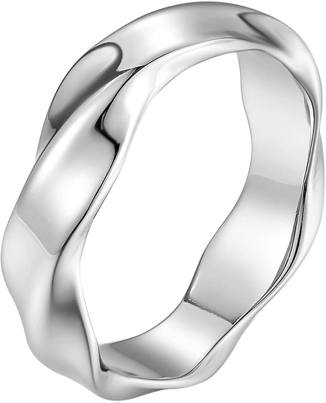 Jewelers Anillo de boda trenzado de onda trenzada simple de acero inoxidable de 0.236 in