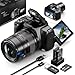 72MP 4K Digitalkamera mit 12X Optischem Zoom, WLAN, Autofokus & 3-Zoll-Flip-Bildschirm, Digitalkamera für Fotografie & Video, 2 Akkus + 32GB TF-Karte – Ideale Kamera für Anfänger & Vlogger (Schwarz)