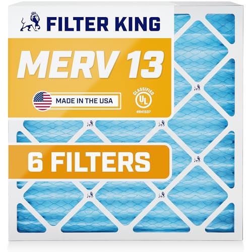 Filter King 16x25x4 Air Filter (MERV 13) (6-Pack) Dust & Allergy Control AC Furnace Filters MADE IN USA HVAC Pleated Electrostatic (Actual Size: 15.5 x 24.5 x 3.75)