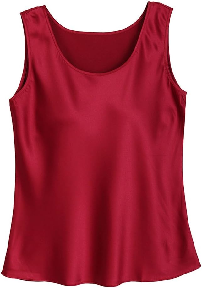 Fashion Silk Women's Blouse Silk Tank Tops XX-Lager Wine Red