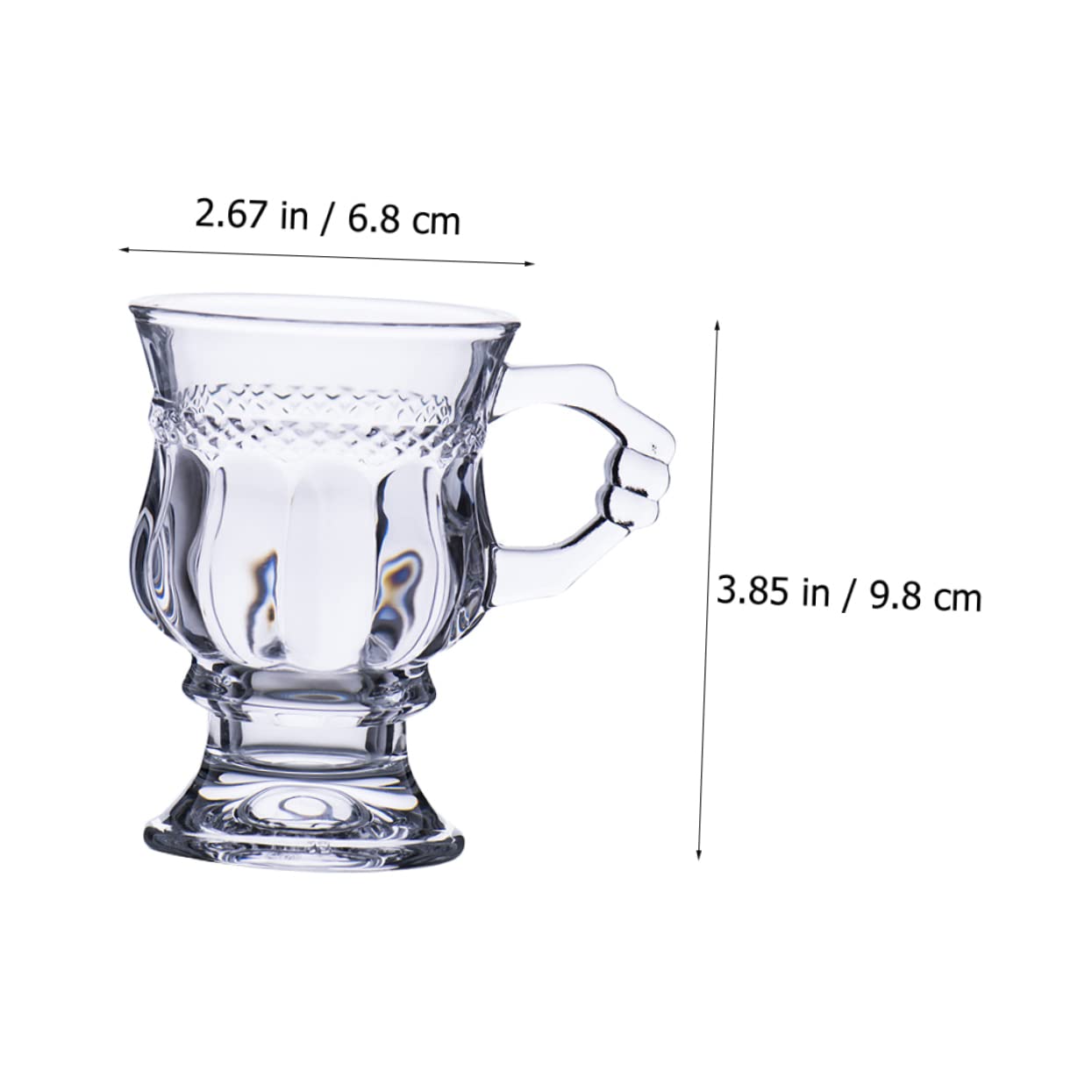 Cabilock 4pcs Elegant Handle Glass Goblets for Wine Vintage Embossed Design Food Grade Safety Glass for Home Bar Afternoon Tea present Giving