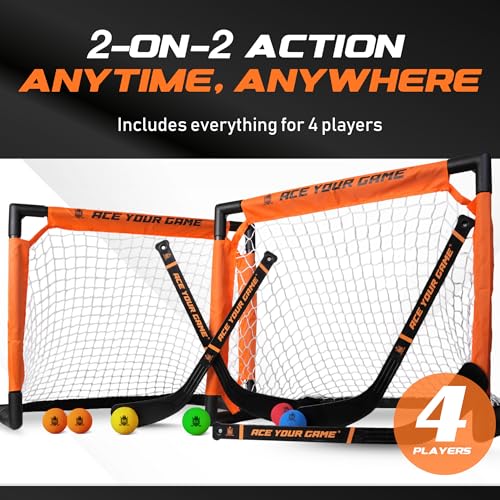 ACE HOCKEY - Shinny Hockey Set - Complete 4-Player Indoor/Outdoor Kit - Knee Hockey Goal Set (2) Goals, (2) Mini Sticks, and (6) Foam Balls - Mini Hockey Set by ACE HOCKEY - Image 7