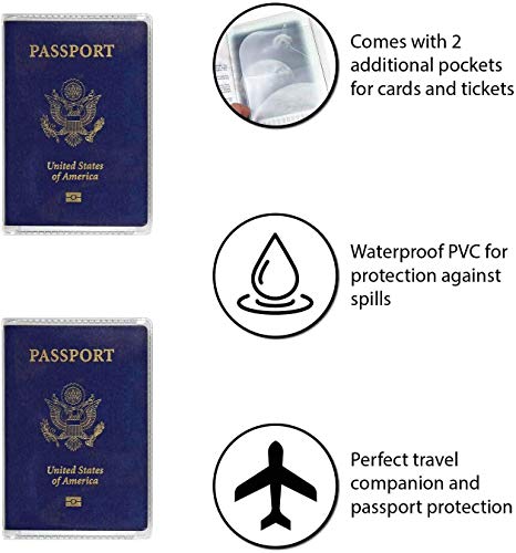 Image of Kraptick Polypropylene Passport Cover, Transparent & Waterproof Passport Cover, Passport Coverage Protector, Passport Covers With 2 Additional Pockets For Cards & Tickets (Transparent PWC) (PACK OF-4)