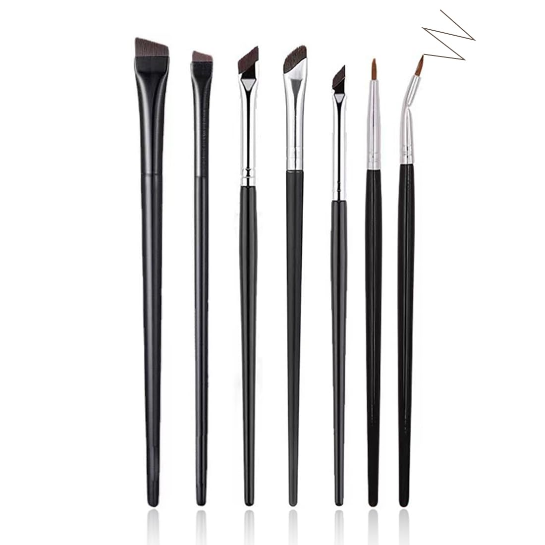 7 Pinceles Delineador de Ojos, Eyeliner Brush, Set de Pinceles Angulares para Delinear Los Ojos, Brochas de Cejas, Cepillos de Cejas Makeup Brushes