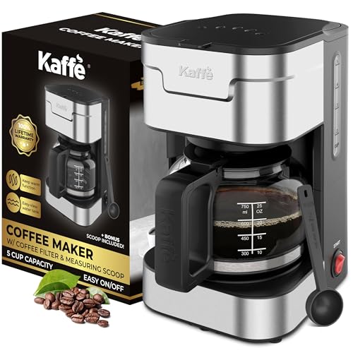 Cafetera Kaffe (750 ml) – Función de mantener caliente, lavable y filtro de cesta extraíble – Compatible con filtros tamaño 2 para verter sobre café – Tanque de agua de fácil visión – Acero inoxidable
