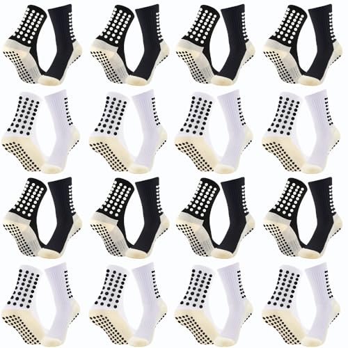 16 Pairs Grip Soccer Socks for Men Non Slip Sock with Anti Slip Grip Pads