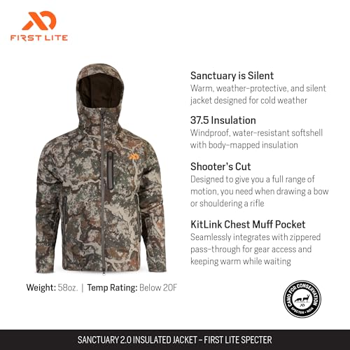 First Lite Sanctuary 2.0 Insulated Jacket - Fleece Hooded Windproof Camo Hunting Coat2