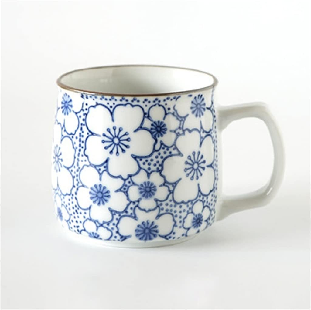 Hand-painted Ceramic Tea Mugs Japanese Antiquity Sake Coffee Cups, 8.5oz Mini Breakfast Mug(E)