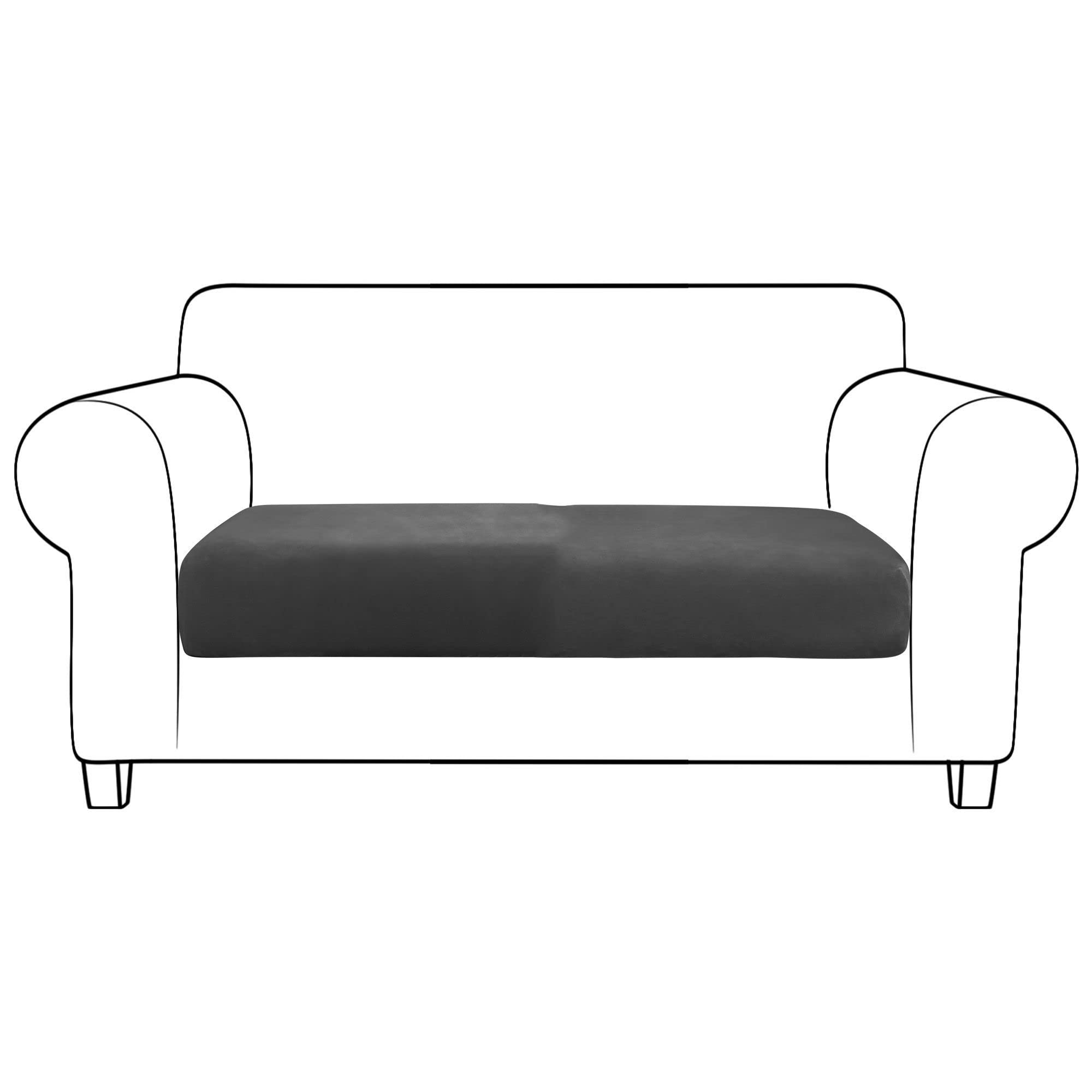 SVFOEBJM Velvet Sofa Seat Cushion Covers, Sofa Cushion Covers Stretch Couch Cushion Cover Soft With Elastic Bottom Sofa Seat Cover For Chair Sofa-black-2 seats