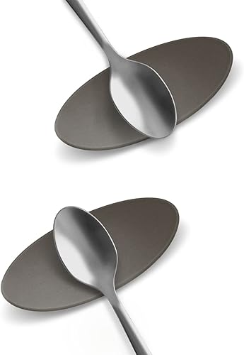 Carrotez Soporte para cuchara de café de silicona, 2 piezas (0.2 x 1.6 x 3.74 pulgadas), soporte para cuchara flexible en forma de almendra para