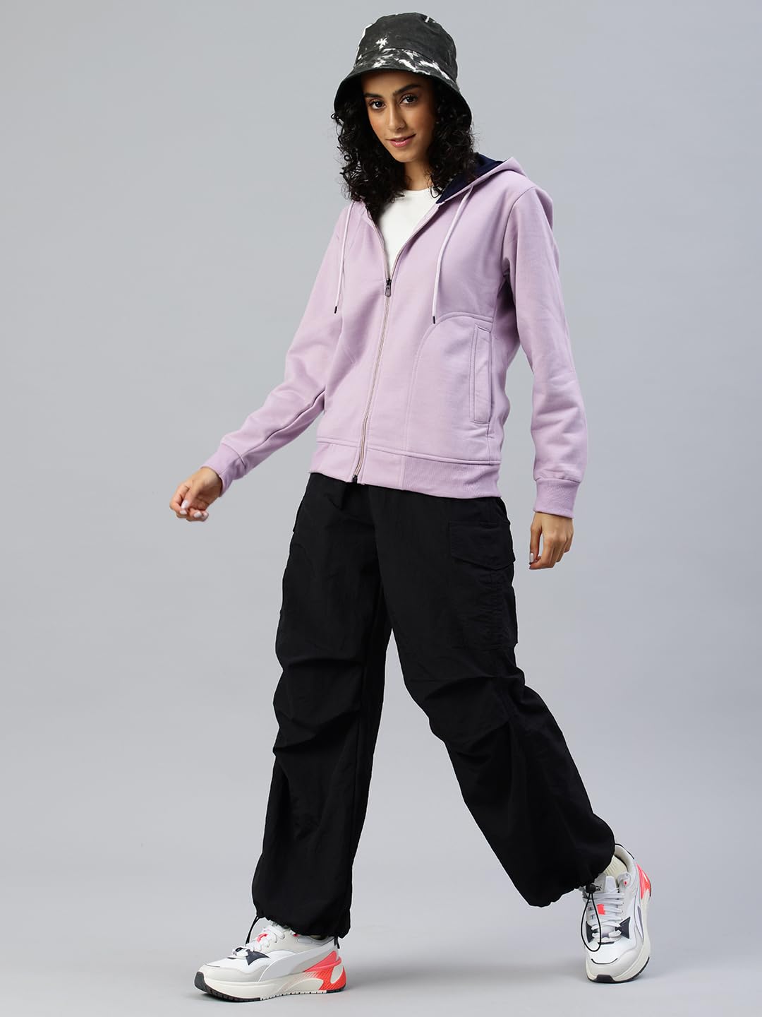 ADBUCKS Women's Stylish Regular Fit Sweatshirt for Winter | Fleece Hoodie | Zipper Jacket | Sweater (Lilac, 6XL) - Image 4 thumbnail