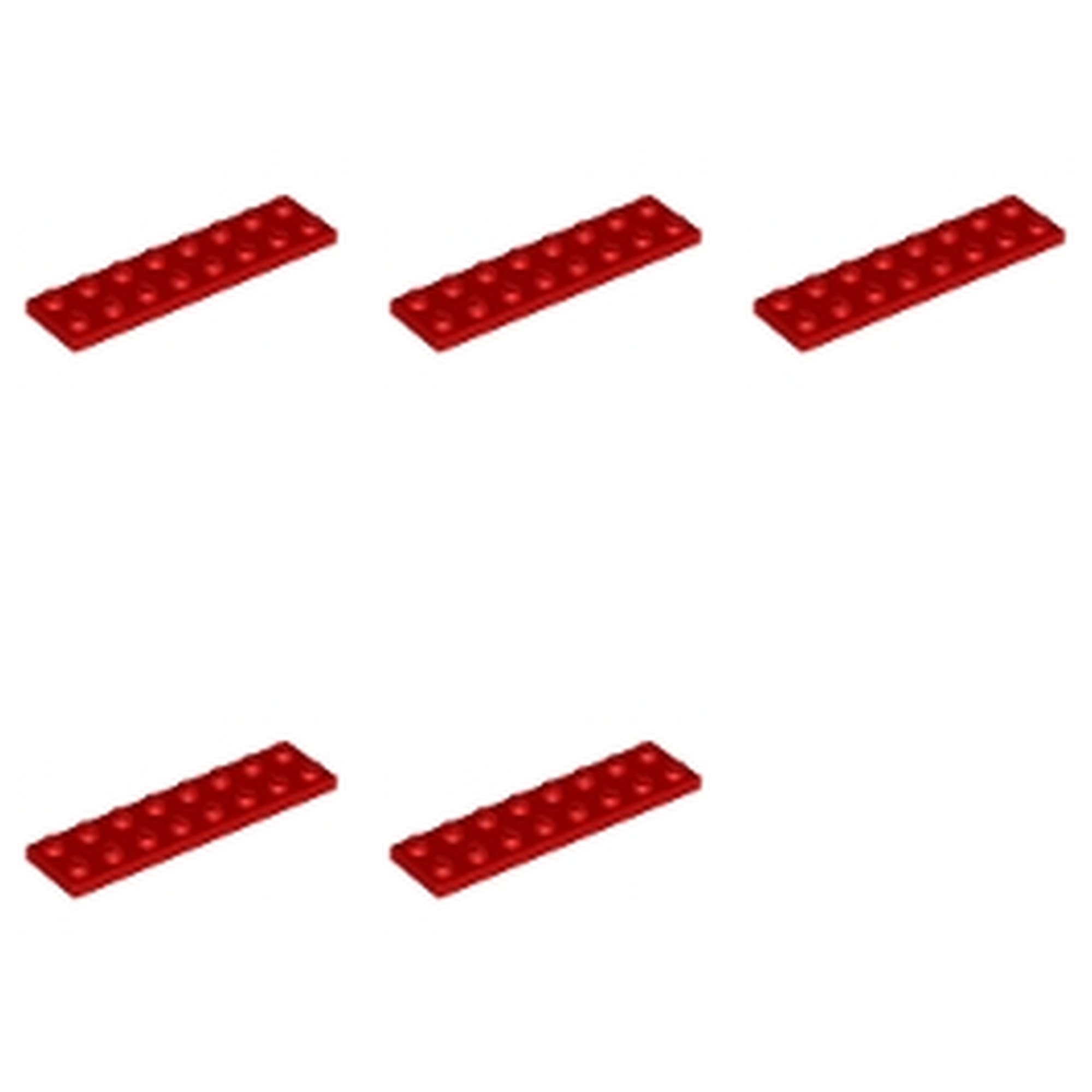 LEGO Plate 2 x 8, Part 3034 (Red, 5, count) — image 1