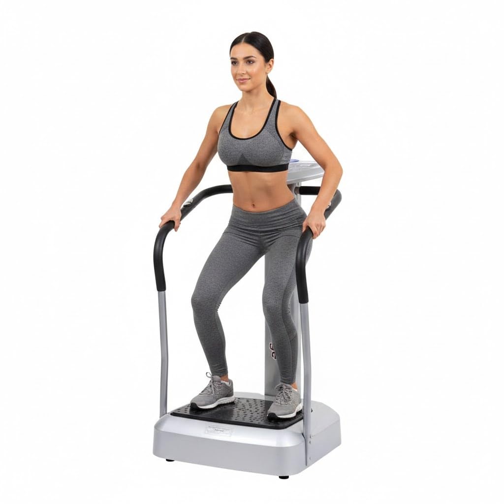 SOBO Crazy Fit Machine Vibration Home & Gym Workout for Full Body, Weight Loss 1 to 99 Speed Levels with Exercise Manual Booklet 1 Year Warranty with Tummy Trimmer (Black-Silver)