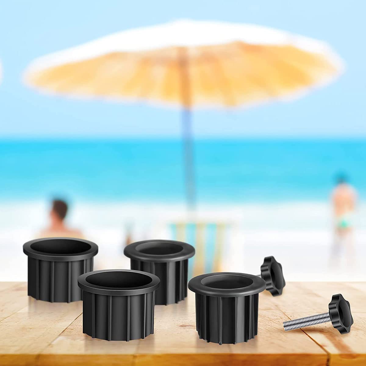 6pcs Patio Umbrella Base Parts Plastic Parasol Stand Replacement Parts Wearproof Umbrella Base Bracket Hole Ring Cover M8 Screws for Most Beach Backyard Balcony Umbrella Hole