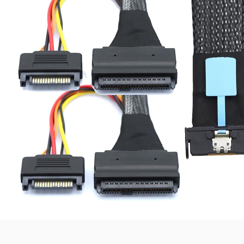 Câble Adaptateur Serveur Slimline SAS MCIO 8i 74P vers 2-SFF 8639+15P