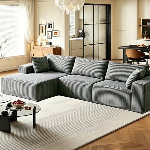 Image of Cloud Sectional Boneless Couches for Living Room, Modular L Shaped Couch with Deep Seat Oversized Right Facing Chaise, Gray | No Assembly Required, Cat-Claw Resistant, High-Resilience Foam