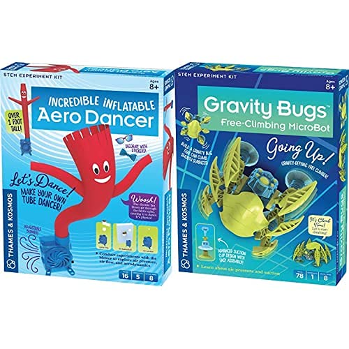 Thames & KosmosIncredible Inflatable Aero Dancer STEM Experiment Kit & Gravity Bugs Free-Climbing MicroBot | Make Your Own 1-Foot Tall Tube Dancer & Wall-Crawling Bug | Hands-on Activities
