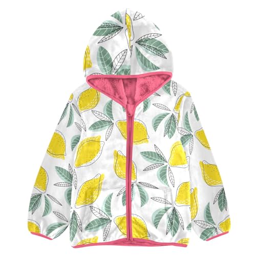 OTVEE Doodle Lemon Fruits Kids Hoodie Jacket Fall Spring Full Zip Warm Outwear Coat