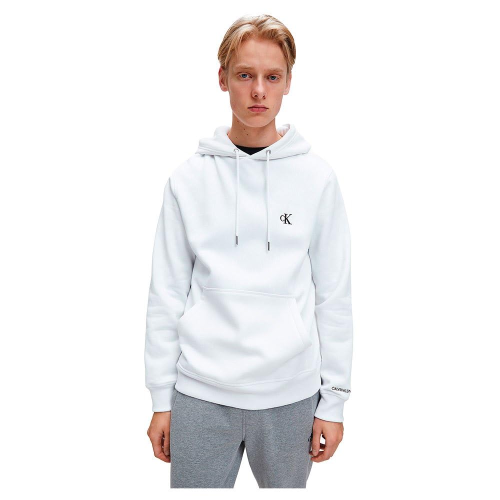 Calvin Klein Men Ck Essential Sweatshirt with Hood, White (Bright White), 3XL