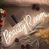 Beauty Room Neon Sign For Spa Beauty Room Nail Brows Lashed Salon Studio LED Wall Art Decor For Business Stores Logo Barber Shops Led Word Indoor Custom Neon Lights 5V USB Powered Warm White 40×14.4cm