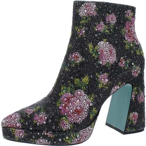 Betsey Johnson Womens Della Rhinestone Pointed Toe Ankle Boots