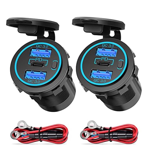 USB 12V Outlet USB Socket 2 Pack – 56W Upgraded 12V USB Charger Multi Port Phone USB Lighter Dual QC3.0 18W and USB-C PD 20W Car USB Port with Power Switch for Car Motorcycle RV Boat Marine Golf Cart