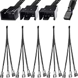 JYUNJOENG PWM Lüfter Splitterkabel, 27 cm (10,6 Zoll), 5er Pack, 3 fach Splitter (1 auf 3) für 4 Pin Lüfter (3-Pin/4-Pin Anschlüssen) Verlängerungskabel synchronisierte Lüfter für ATX Gehäuse