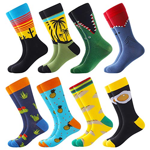 BISOUSOX Men's Funny Colorful Dress Socks (Size 9-12)