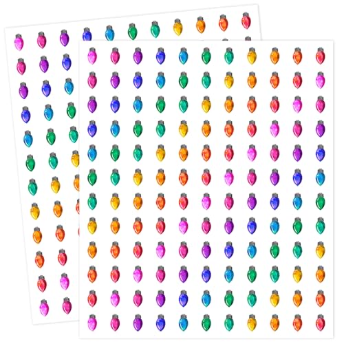 JarThenaAMCS 2400 Pcs Christmas Mini Sticker Paper Decal Colorful Xmas Light Self-Adhesive Sticker for Envelope Scrapbook Gift DIY Supplies 0.5 in