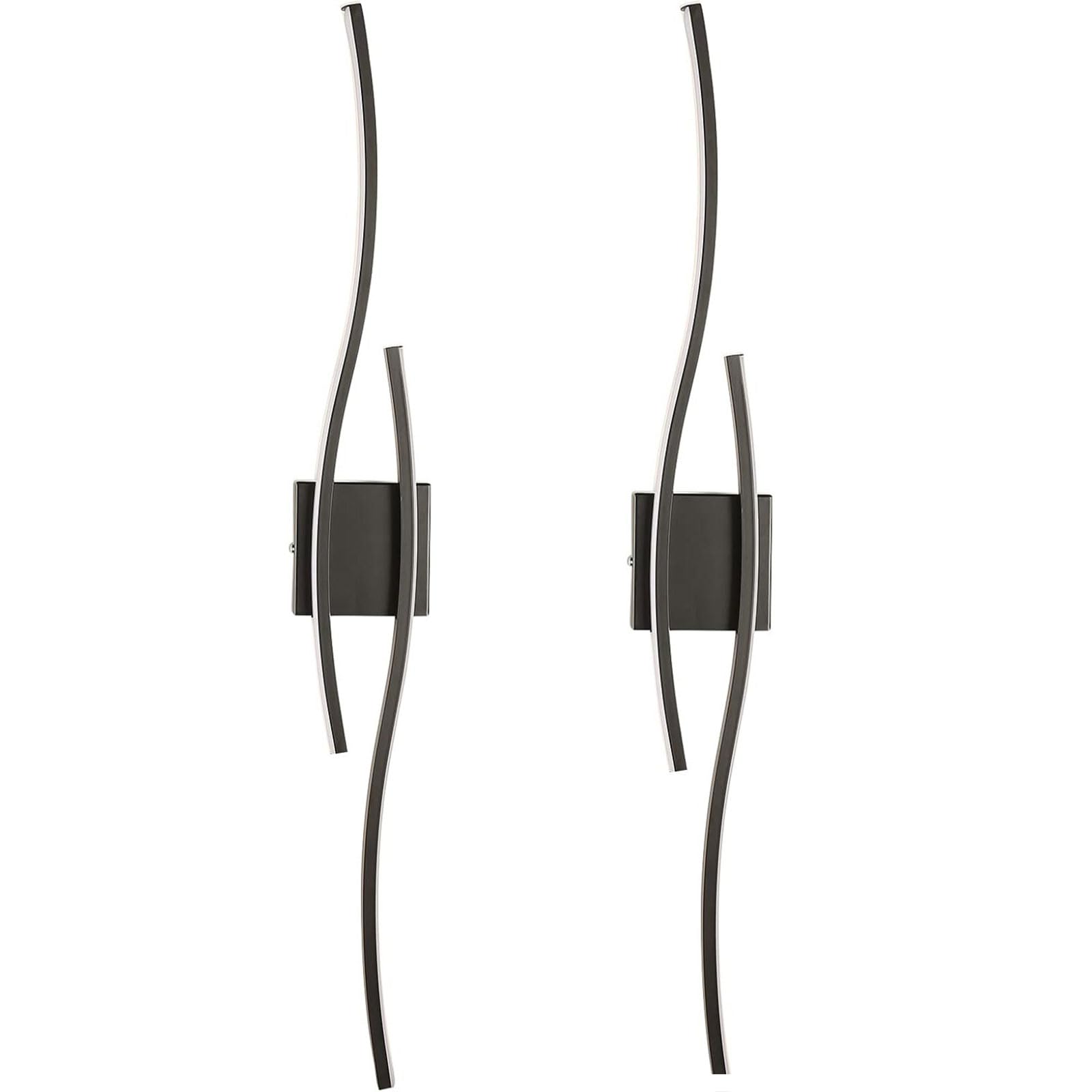 ZLGUBAY 2 Pack Wall Light Battery Operated, USB Rechargeable with Remote Control Dimmable Touch Wireless, for Living Room Hallway Bedroom Wall Sconce (Black)