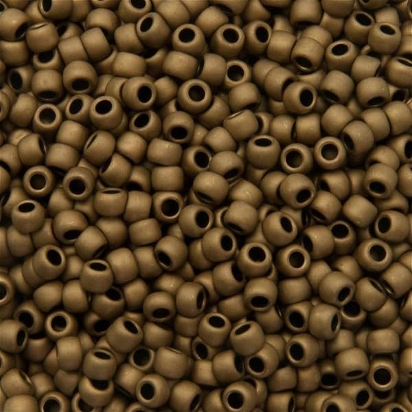 5 g TOHO Round Seed Beads Rocailles, Size 15/0, Frosted Bronze (# 221F), Japan, Glass — image 1