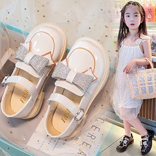 Little Girls Mary Jane Shoes Black White Party School Uniform Shoes for Girls Leather Princess Flower Dress Flats Shoes Toddler/Little Kid/Big Kid2