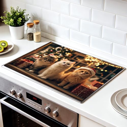 Image of Christmas Cat Stove Top Cover, Electric Glass Cooktop, 28x20 in
