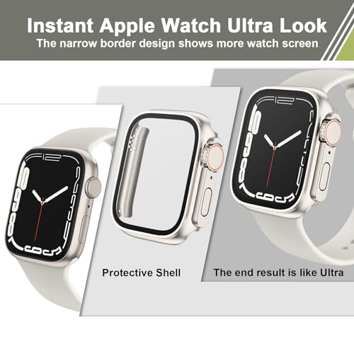 Image of Tobfit 2 Pack Tough PC Case for Apple Watch Series 6 /5 /4 /SE /SE2 44mm Change to Ultra 49mm Cover[Looks Like Ultra], Apple Watch Case with Screen Protector for iWatch Series 6 5 4 3 SE /SE2 (44mm)