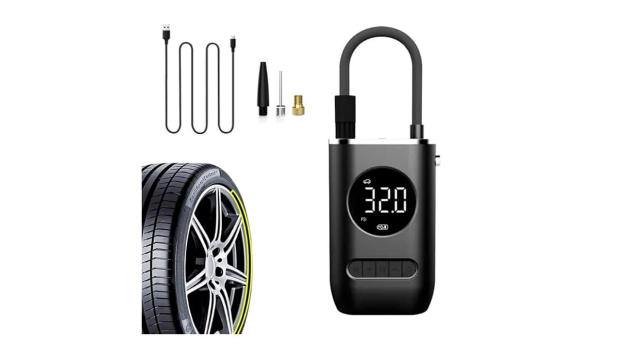 Calibrador Compressor de Ar Portátil de Pneu para Carro Bike Moto Elétrica com Bateria