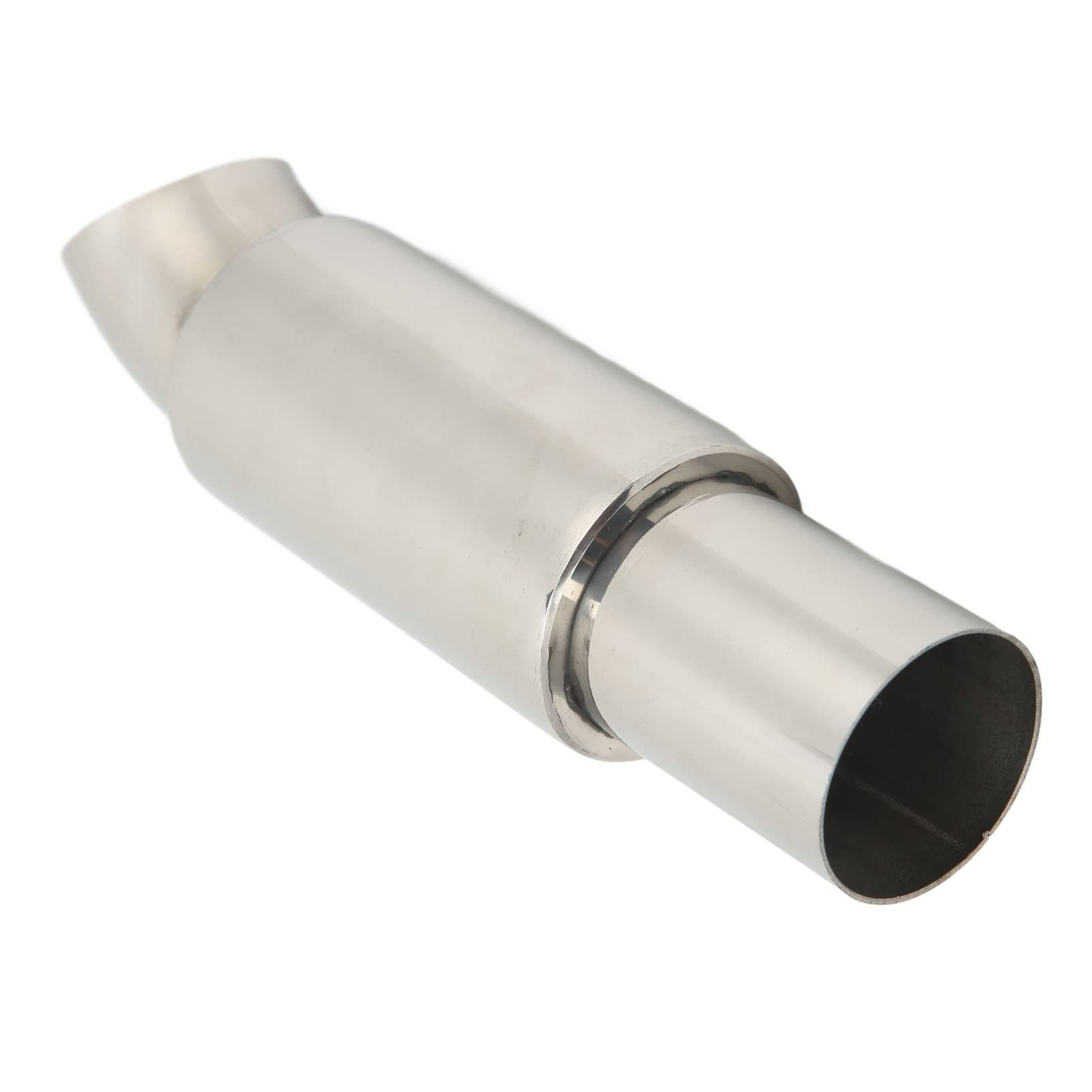 Punta del Silenziatore di Scarico Dell'auto, Tubo del Silenziatore di Scarico Dell'auto 51mmx63mm Ingresso Rotondo in Acciaio Inossidabile Argento Sostituzione Universale