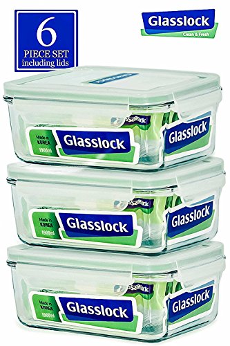 Glasslock Food-Storage Container with Locking Lids Oven and Microvave Safe - Rectangular 64oz