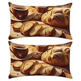 Fundas de Cojín, Funda de Almohada del Sofá Throw Cojín Decoración Almohada Funda de Almohada de Lino de la Cubierta Decorativo para Sala de Estar Sofás 50x70 cm Juego de 2 (Pan café) X-1630