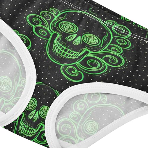 Bright Toddlers Underwear Floral 2t Cotton Girl Panties Cute Bright Green Skulls Black Briefs Girls Undies4